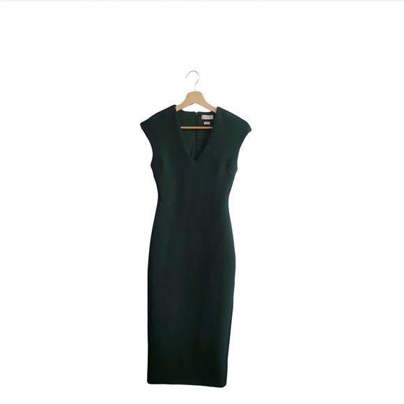 ARITZIA BABATON 'Press' V-neckline Forest Green Midi Dress - Picture 5 of 14